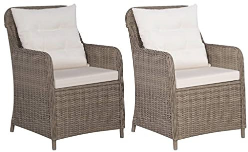 Utiny Gartenstühle Gartensessel Rattansessel Korbsessel Rattan Sessel Outdoor mit Polstern 2 STK. Poly Rattan Braun