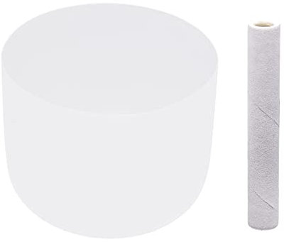 Kristall Klangschale,Weiß Gefärbt 8 Zoll F Note Herzchakra,Mattierte Quarz-Klangschale mit Tragetasche, für Yoga, Meditation und Klangheilung