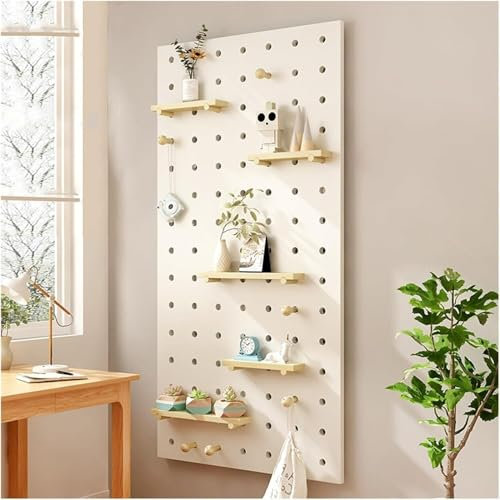 Étagère murale pour assiettes de rangement – 60 x 120 cm – Panneau perforé en bois avec porte-outils assortis pour cuisine, bureau et maison – Affichage mural efficace
