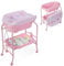 DREAMADE 2 in 1 Wickeltisch & Badewanne mit Gestell, Wickeltisch Klappbar, Wickelkommode auf Rollen mit Bremsen, Badestation Baby ab Geburt bis 15 kg (Rosa)