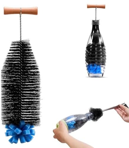 35 cm Flaschenbürste für Glasflaschen Bürste ist ideal für Sodastream-Glas- und Duo-Kunststoffflaschen Flaschenbürste mit Ergonomischem Griff für Glaskaraffe,Trinkflaschen,Babyflaschen (Schwarz)