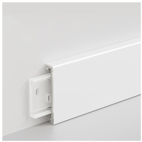 ZJKXJH Plinthe Plinthes Murales Blanches pour Usine, Centre Commercial, Bureau, Moulures de Finition de Plinthe avec Surface en Acier Inoxydable(2 Piece,H-8cm/3.1in)