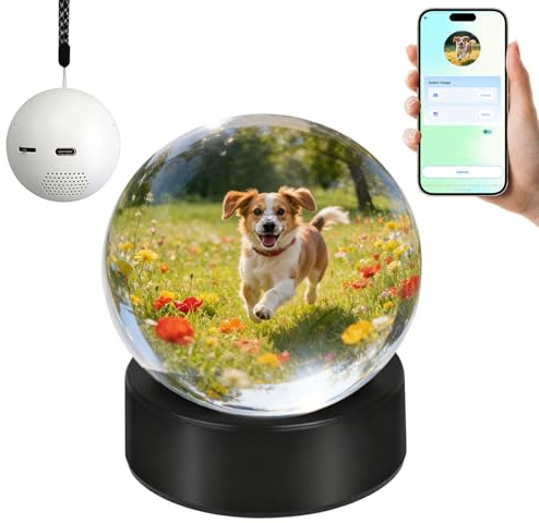 Personalisierte Video Kugel, 7 cm, Zwei Vorführungsmodell, Kristallkugel mit LED-Licht für Unvergessliche Anlässe, Kompatibel mit WLAN, Dekorative Erinnerungsgeschenke, USB-C(weiß)