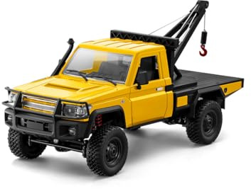 MechEdu Ferngesteuertes Auto 1:12 Vollproportional RC Crawler Car Für Erwachsene, 4WD RC Crawler Car Mit Funktionsfähigem Kran, Heb- Und Senkbarem Haken Und 2 Geschwindigkeiten (RTR/Gelb)