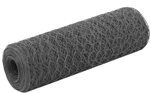 QJBSAVVA Maschendraht 25 m x 0,5 m grau, Stahl-PVC, fein, Hühner/Kaninchen/Voliere, flexibel, wetterfest