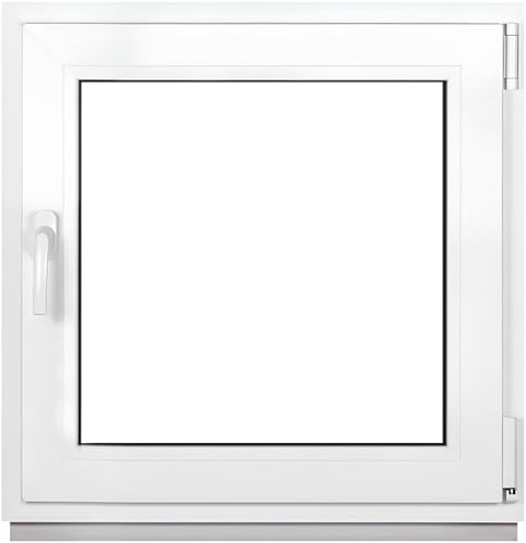 Framex Kellerfenster Fenster Kunststofffenster Weiß Breite x Höhe 80 x 100 cm (800 x 1000 mm) 2-fach (32 mm) Dreh Kipp DIN Rechts 4-Kammer Profil 58 mm inkl Griff - Premium