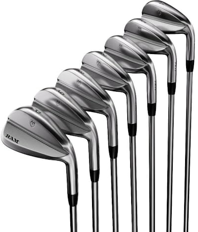 Ram Golf FX77 Stainless Steel Players Distance Iron Set, 4-PW, Mens Right Hand (Steel - 1 Inch Longer, Stiff)