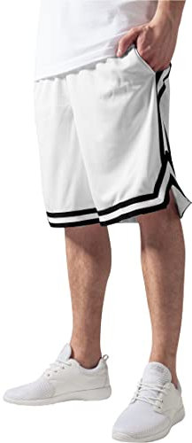 Urban Classics Herren Shorts Stripes Mesh Shorts, lässige Mesh Shorts für Männer, Straight Leg, erhältlich in verschiedenen Farbvarianten, Whtblkwht, 3XL