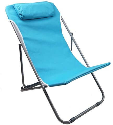Haberkorn Liegestuhl für Kinder Gartenstuhl Liege Strandliege blau mit Kopfkissen
