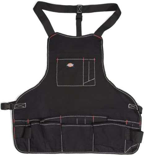 Dickies 16-Pocket Workshop Bib Apron, Durable Canvas Construction, Reinforced Edges, Adjustable Belt, Black