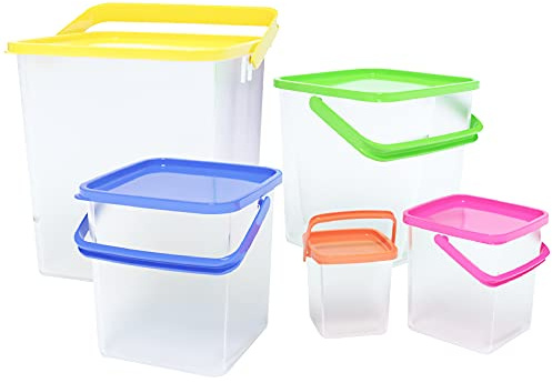 Herzberg 5-teiliges Lebensmittelbehälter-Set mit Griffen, HGCFS5N1, HGCFS5N1, stapelbar, 100% recycelbar, BPA-frei