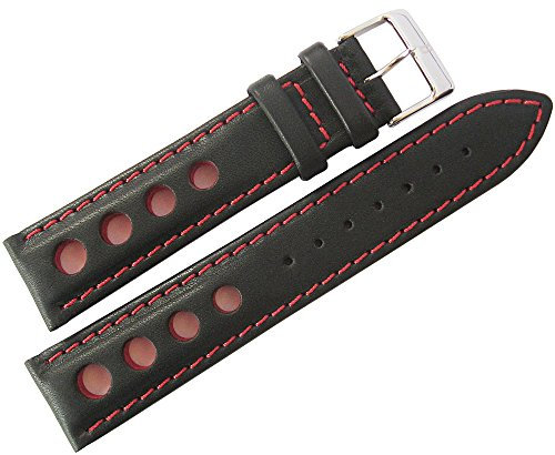 Eulit Racing Uhrenarmband, 22 mm, Leder, Rot