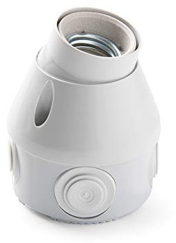 FAMATEL - Schwenkbare Lampenfassung | Hergestellt aus Porzellan | Birnen E27 | Gelenklager drehbar 360º | Weiß