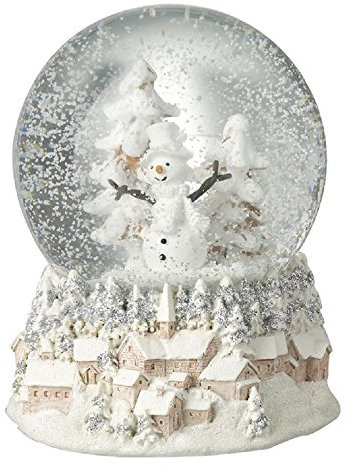 Schneemann Schneekugel mit Winter Village Boden