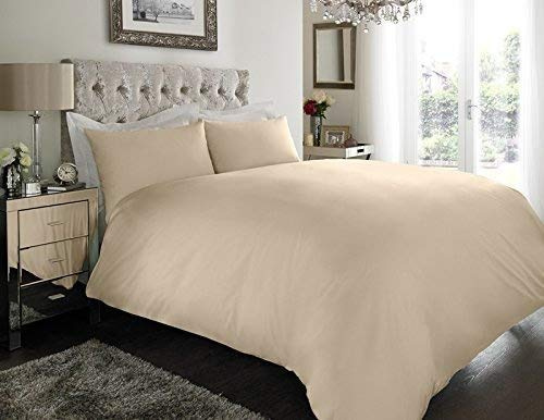 sleepdove® LUXURY EGYPTIAN COTTON 200 COUNT BEDDING SETS DUVET COVER SET (QUILT COVER WITH PILLOW CASES (Super King, Cream)