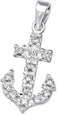 Laimons Damen-Anhänger Anker Maritim mit Zirkonia 15mm Sterling Silber 925