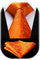 HISDERN Herren Hochzeit Orange Krawatten und Einstecktuch Klassisch Paisley Krawattensatz fur Manner