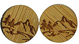 Ohrstecker Holz Scheibe Berge Wald Landschaft Ohrringe Stecker