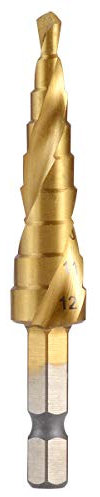 KATUR Foret étagé avec deux grandes cannelures hélicoïdales HSS avec tige hexagonale pour percer des trous sur le métal, le bois, le plastique, 4 à 12 mm de diamètre