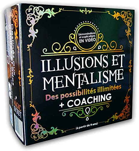 Magic Secret - Scatola magica per adulti - Mentalismo e illusioni - +35 trucchi magici professionali - da 9 anni - 60 video esplicativi (app iOS e Android) + 5 accessori + Coaching