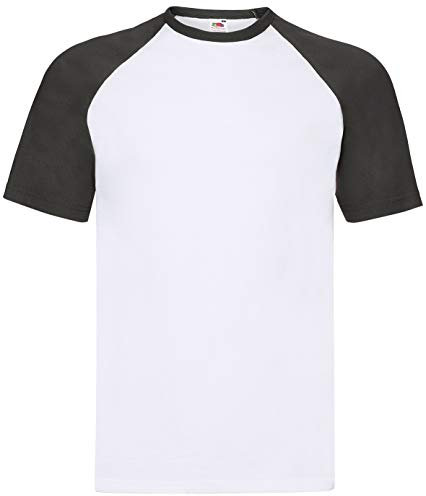 Fruit of the Loom Shortsleeve Baseball T-Shirt S M L XL XXL, Größe:3XL, Farbe:weiß/schwarz