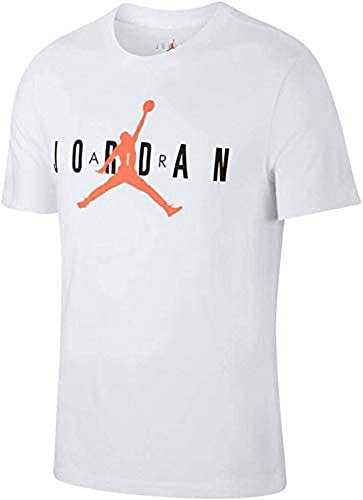Nike Herren T-Shirt M J SS CTN JRDN AIR WRDMRK, White/Black/Infrared 23, XL, CK4212