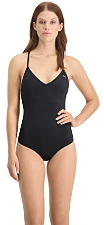 PUMA SWIM WOMEN V-NECK CROSSBACK SWIMSUIT 1P - C: black_T: XS