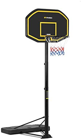 Gymrex GR-BS11 Basketballkorb mit Ständer 200-305 cm höhenverstellbar 2 Rollen wetterfest Ring Ø 45 cm Standfuß befüllbar Basketballständer Basketballanlage