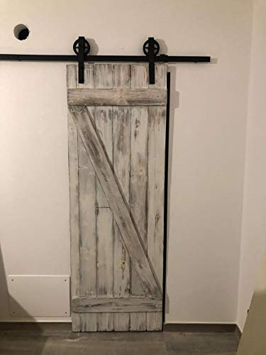 porta scorrevole legno massello abete 215x95 (o altri dimensioni su misura) effetto rustico com venature in rilievo e trattamento a fiamma senza sovrapprezzo