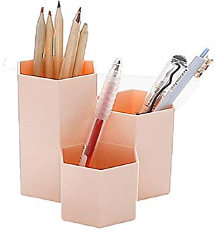 Pot à pinceaux de maquillage hexagonal multifonction - Pot à pinceaux - Pot à crayons - Décoration de bureau