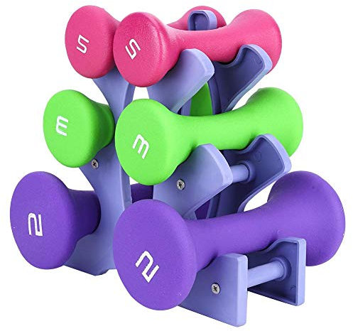 Pwshymi 6 Stück Gym Gewichte Neopren Hantel Arm Handgewichte Baum Hantel Rack Stand für Damen