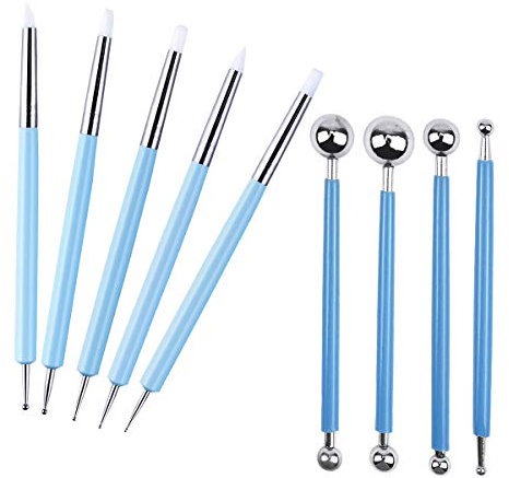9 Stücke Modellierwerkzeuge Keramikwerkzeuge mit Zwei Enden Schnitzwerkzeug Ton Werkzeug Bildhauerwerkzeuge Für Keramik Ton Schnitzen DIY Handwerk Malerei Nagelkunst Skulptur Kunstbedarf