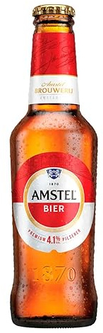 Amstel Bier Beer 300ml Glass Bottles (Pack of 24) | 4.1% ABV