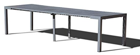 CONCEPT USINE | Console Extensible en Aluminium 2 à 12 Places | Design OLHAO Gris Foncé | Table à Rallonge d'Extérieur Moderne et Pratique | Rangement Facile