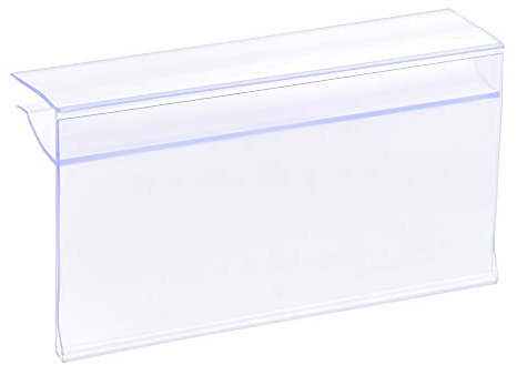 sourcing map Etikettenhalter, 80 x 42 mm, zum Aufstecken, transparenter Kunststoff, für 4–8 mm Glasregale, 20 Stück