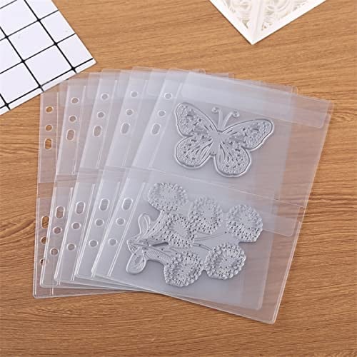 OTCRAFT 10 Stück A5-Format, Kunststoff-Bindertaschen, 6 Löcher, wasserdichte PVC-Ordner, lose Blätter, Beutel für Fotos, Dokumente, Briefmarken und Stanzformen, Aufbewahrung von Rechnungen, Organizer