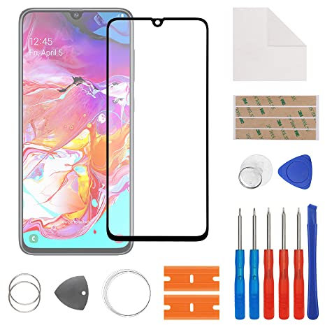 SwarKing Display Glass Frontglas Außenglas Outer Screen Lens Ersatz Kompatibel mit Samsung Galaxy A70 mit Reparatur Set