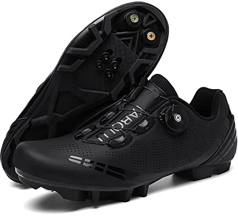 Uhclrr Herren MTB-Radschuhe Mountainbike-Schuhe Atmungsaktive Outdoor-Radschuhe Kompatibel Mit SPD-Stollen(42, Black)