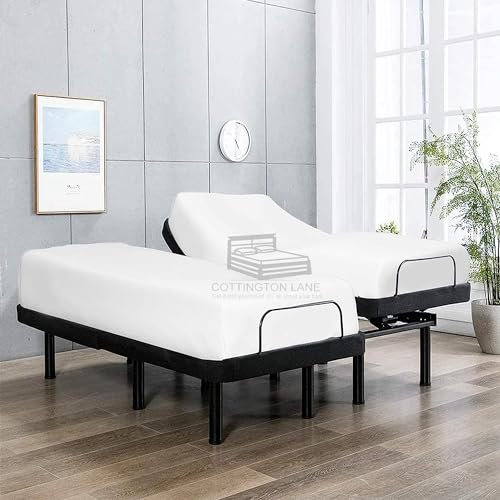 Split California King Size Spannbetttuch, Premium-Hotelqualität, nur Spannbetttuch – verstellbare Bett-Spannbettlaken, weißes Unterlaken, ultraweiches Mikrofaser-Spannbetttuch