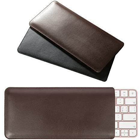 Leather PU Keyboard Sleeve compatible with iMac Magic Keyboard (Model A2449 A2450) - Fine PU Keyboard Case Bag for Wireless Magic Keyboard, Brown