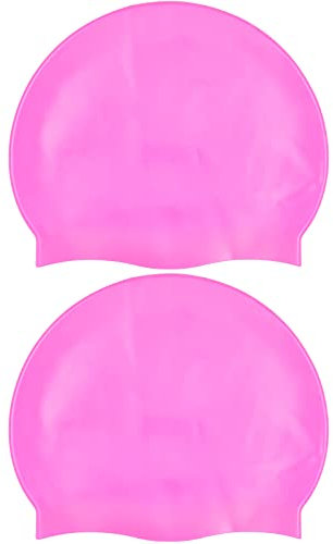 Newaner 2 Pièces Bonnet de Bain en Silicone pour Cheveux Longs, Protection auditive, Revêtement Ripstop pour Le Confort et la résistance au Glissement, Bonnets de Bain pour Hommes et Femmes(Rose)