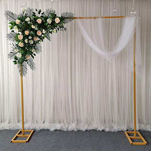 3m x 3m Hochzeit Bogen, Abnehmbarer Quadrat Background Hochzeitsbogen Blumen Deko Blumenrahmen Hochzeit Dekorationen für Hochzeit Party Hintergrund (Gold)