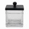 Indecor Home H Halston Apothecary Glass Cotton Jar Holder for Qtips, Cotton Balls, Floss, Storage Canister, Bathroom Organization, With Matte Black 304L Stainless Steel Lid, Makeup Vanity Organizer