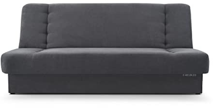mb-moebel Sofa mit Schlaffunktion und Bettkasten, Kippsofa Klappsofa Schlafsofa Clic-Clack Couch für Wohnzimmer Federkern Sofagarnitur Polstersofa 92x192x85cm - Cyprus (Dunkelgrau - Soro 96)
