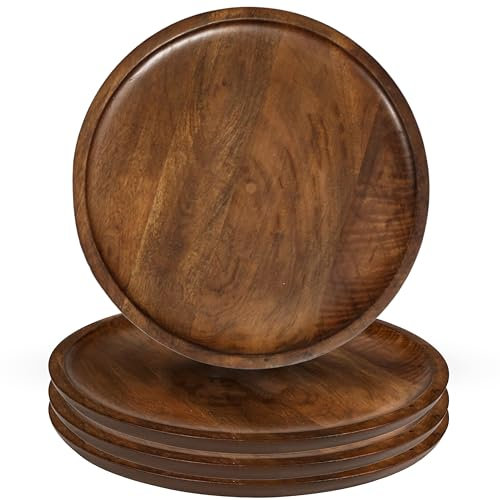 Alpha Living Home Wooden Charger Plates 11 in, Set of 4, Walnut