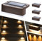 Solpex 4 lampade solari per esterni, luce bianca calda, luci solari impermeabili, illuminazione a LED per scale esterne, gradini, recinzioni, giardino, cortile, decorazione (marrone)