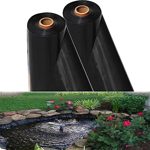 AVIITI 0,16MM Dicke Teichfolie, HDPE Material Heavy Duty Fischteich Vorgeformte Liner, Flexible UV-Beständige Gartenbegrünung,Schwarz,5x5m