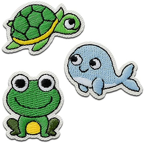 Mono-Quick Recycl-Patch Wasserwelt Trio - Aufnäher, Bügelbild, Aufbügler, Applikationen, Patches, Flicken, zum aufbügeln, Größe: 2,4 x 3 cm