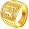 JewelryWe Gold Ring Herren Siegelring: Vergoldet Herren-Ring Reichtum Quadrat Bandring Band Offener Daumen Fingerring verstellbare Größe Luxus Glück Schmuck Geschenk für Männer