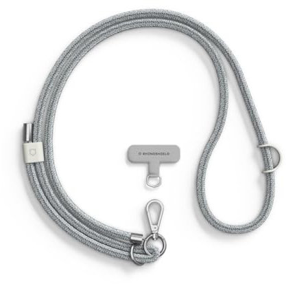 RhinoShield Cordon de téléphone tressé Cordon résistant et ajustable, Couleurs tendances à partir de matériaux recyclés(Adaptateur pour lanière de téléphone inclus) - Gris Argent